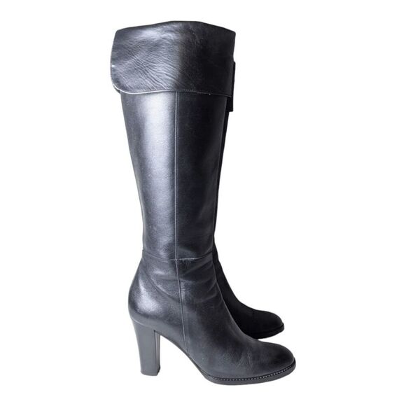 MAX DE CARLO Italian Made Black Leather Knee High Boot Size 9B - Picture 3 of 9